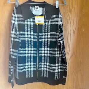 Anne Klein Collared Plaid Zip-up Jacket NWT